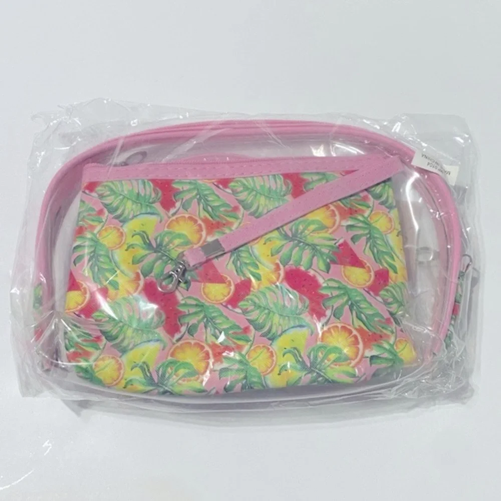 Beloved Set of Three Cosmetics Bags: One Clear and Two Watermelon Fruit Print